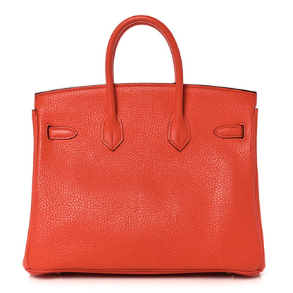 Hermes Taurillon Clemence Birkin 25 Feu 4 of 34