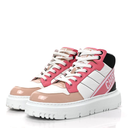 Christian Dior Nylon Calfskin Womens D-Player High Top Sneakers 36 Pink 3 of 7