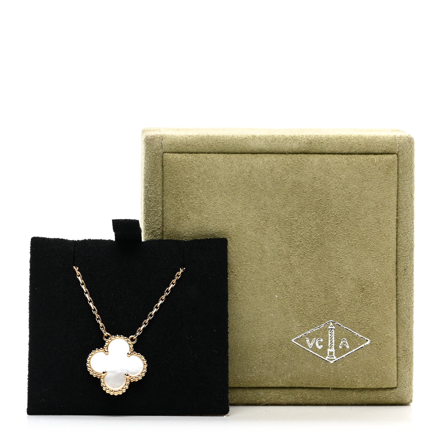 Van Cleef & Arpels 18K Yellow Gold Mother of Pearl Vintage Alhambra Pendant Necklace 5 of 5