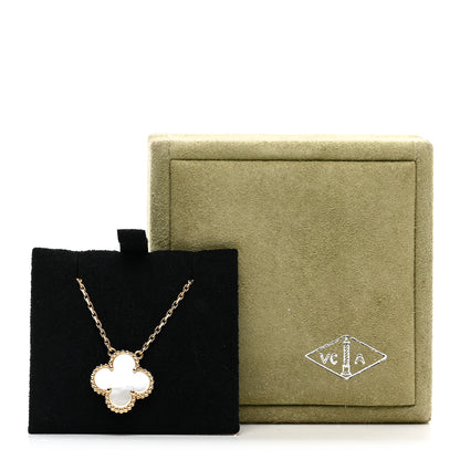 Van Cleef & Arpels 18K Yellow Gold Mother of Pearl Vintage Alhambra Pendant Necklace 5 of 5