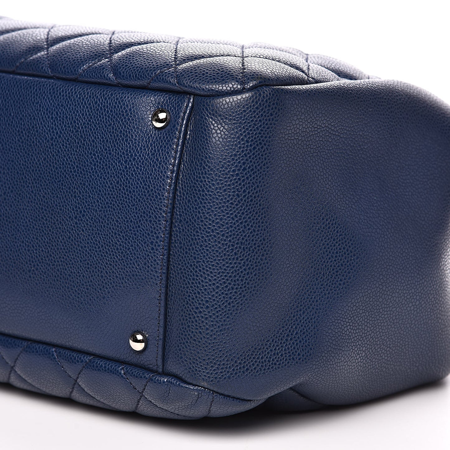 Caviar Quilted Framed Bowling Bag Navy