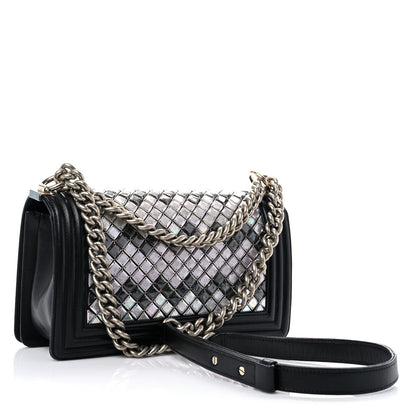 Chanel Lambskin Tile Embroidered Medium Brasserie Mosaic Boy Flap Black Multicolor 3 of 17