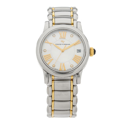 David Yurman Stainless Steel 18K Yellow Gold Diamond Mother of Pearl 34mm Classic Quartz Watch 1 of 4