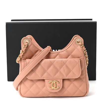 Chanel Caviar Quilted Small Wavy CC Hobo Coral 11 of 11