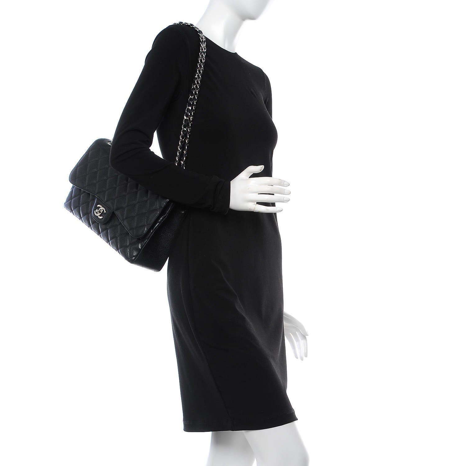 Chanel Caviar Quilted Jumbo Double Flap Black 3 of 9