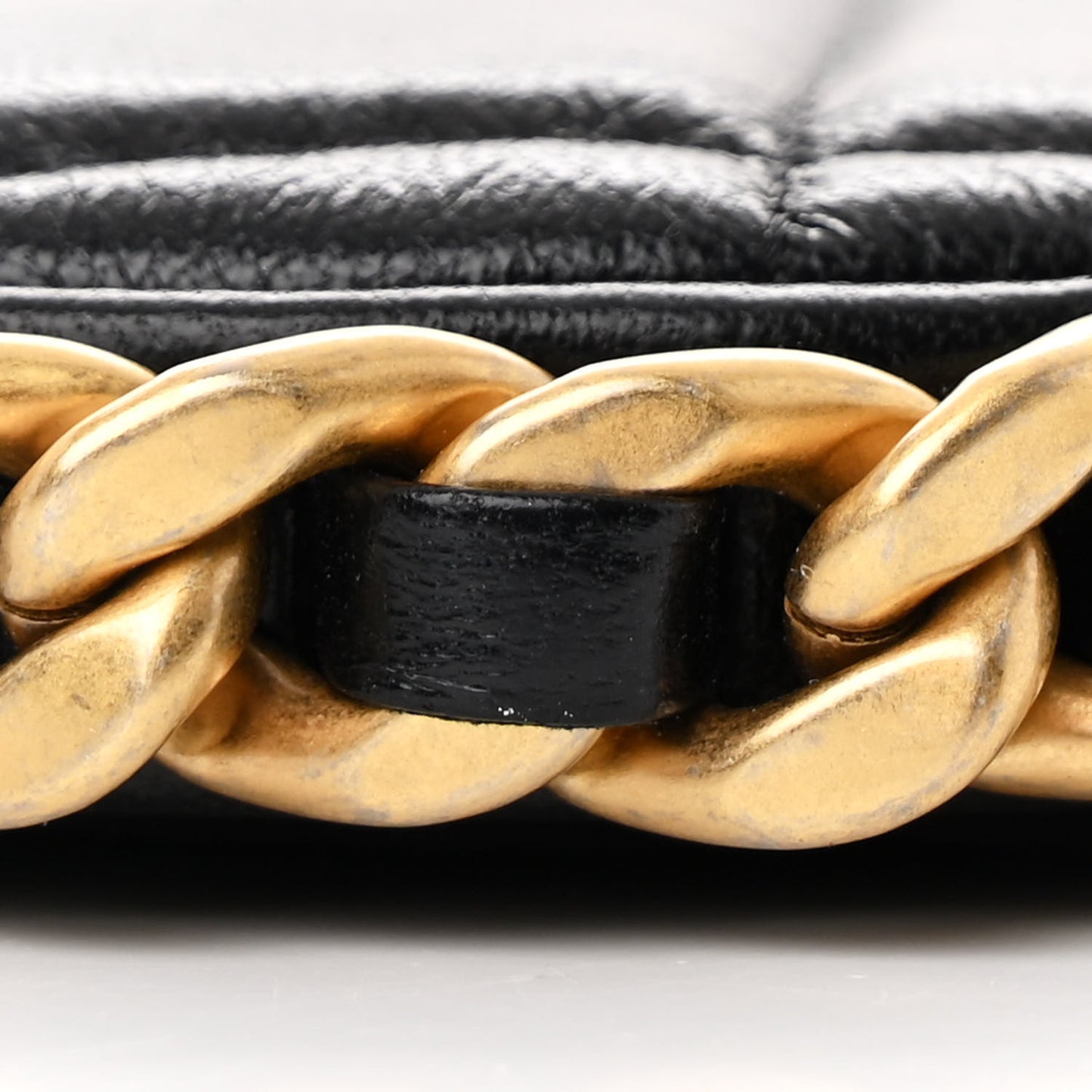 Shiny Crumpled Lambskin Quilted Trendy Chain Around Hobo Black