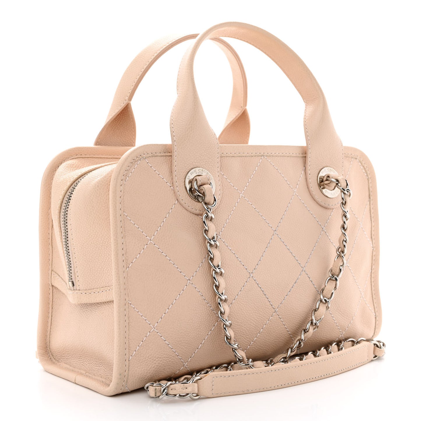 Caviar Quilted Small Deauville Bowling Bag Light Pink