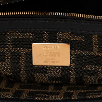 Fendi Fabric Jacquard FF 1974 Medium Baguette Tobacco Moro Black 6 of 12