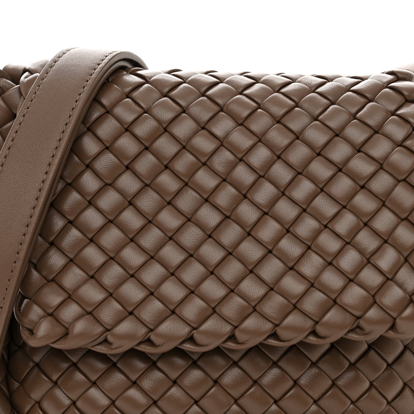 Nappa Intreccio Mini Cobble Shoulder Bag Taupe Grey