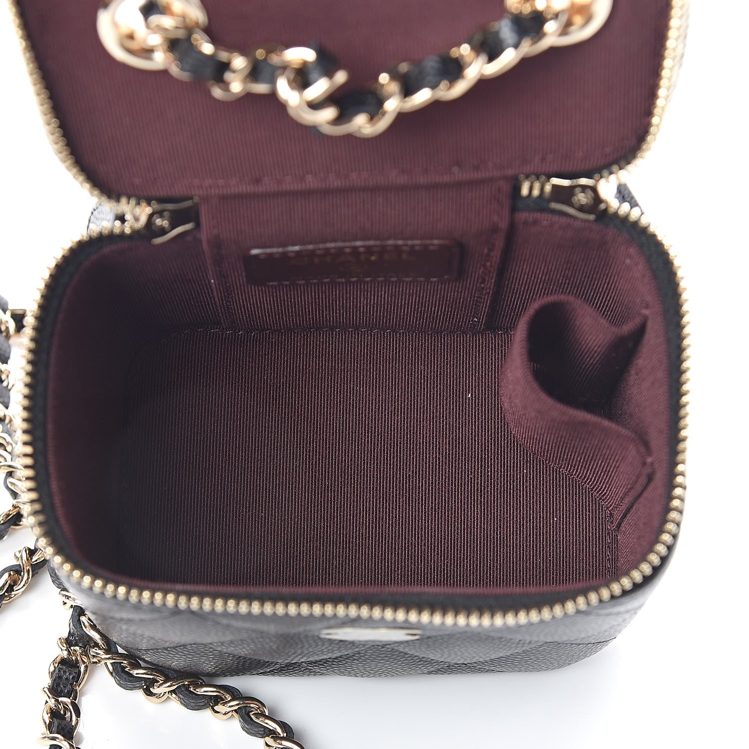 Chanel Caviar Quilted Mini Vanity Case With Chain Black 5 of 8