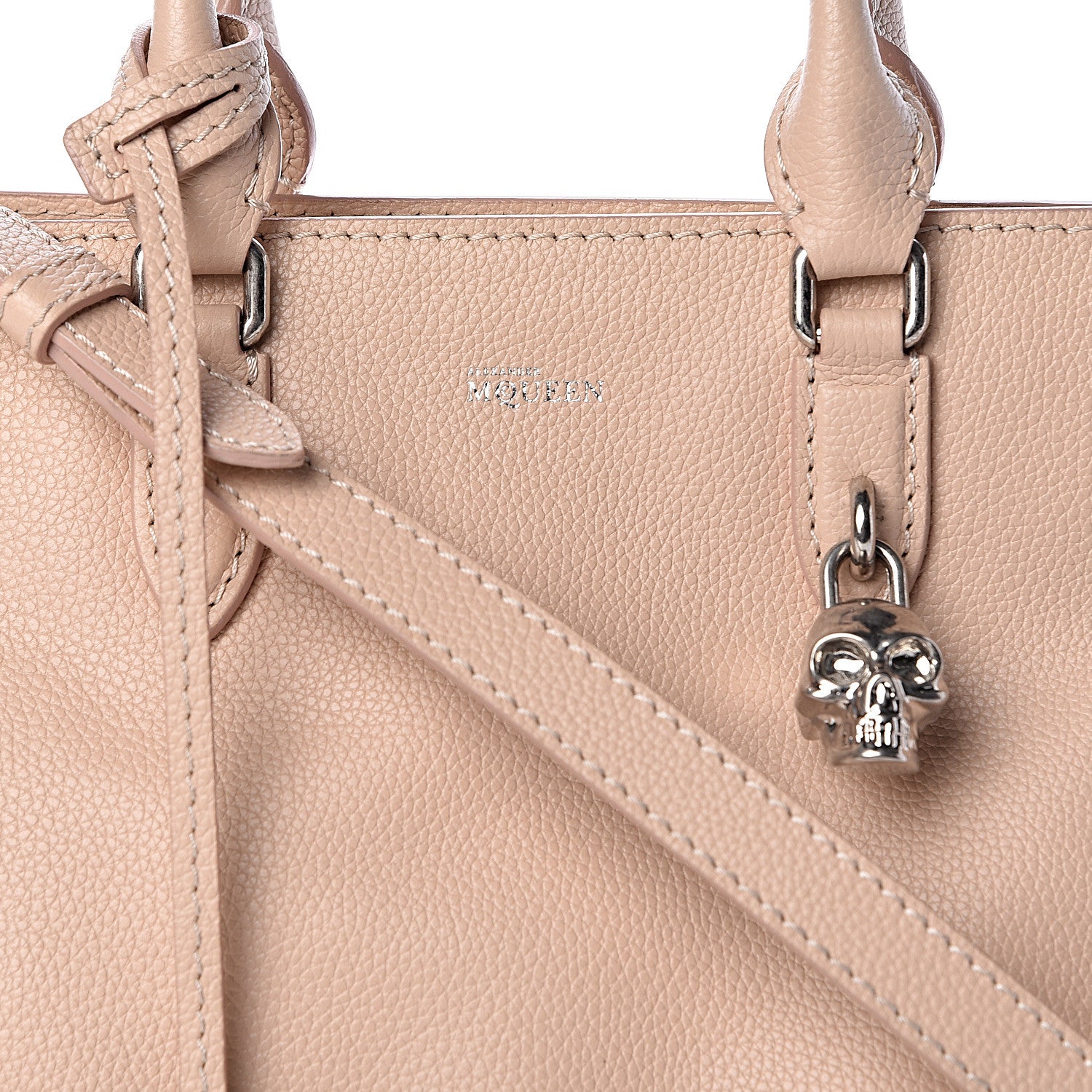 Alexander McQueen Pebbled Calfskin Small Skull Padlock Zip Around Tote Teint 8 of 12