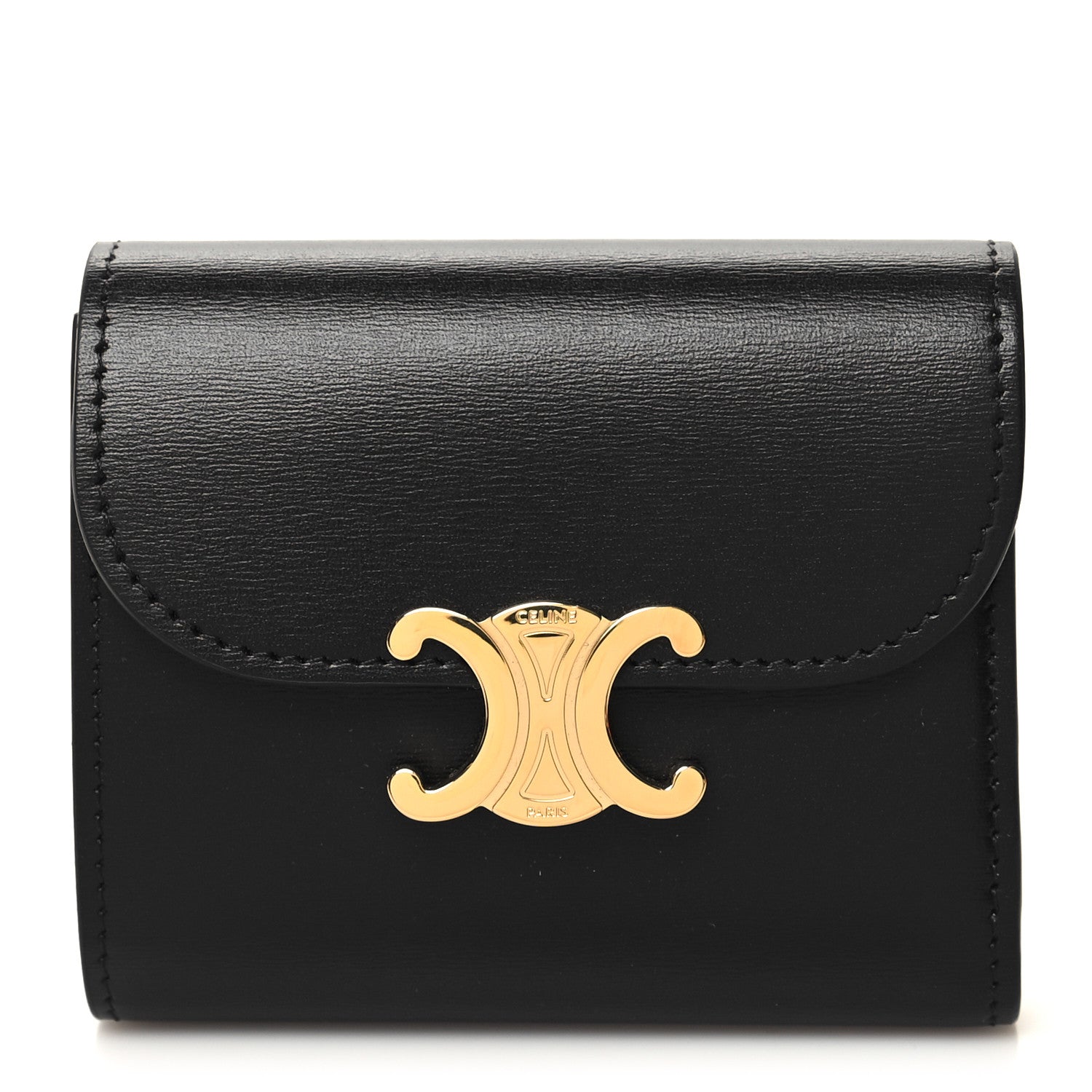 Celine Shiny Smooth Lambskin Small Triomphe Wallet Black 1 of 9