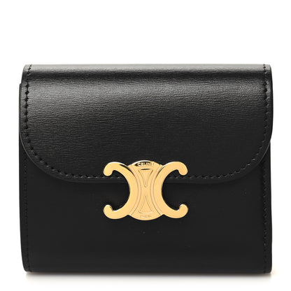 Celine Shiny Smooth Lambskin Small Triomphe Wallet Black 1 of 9