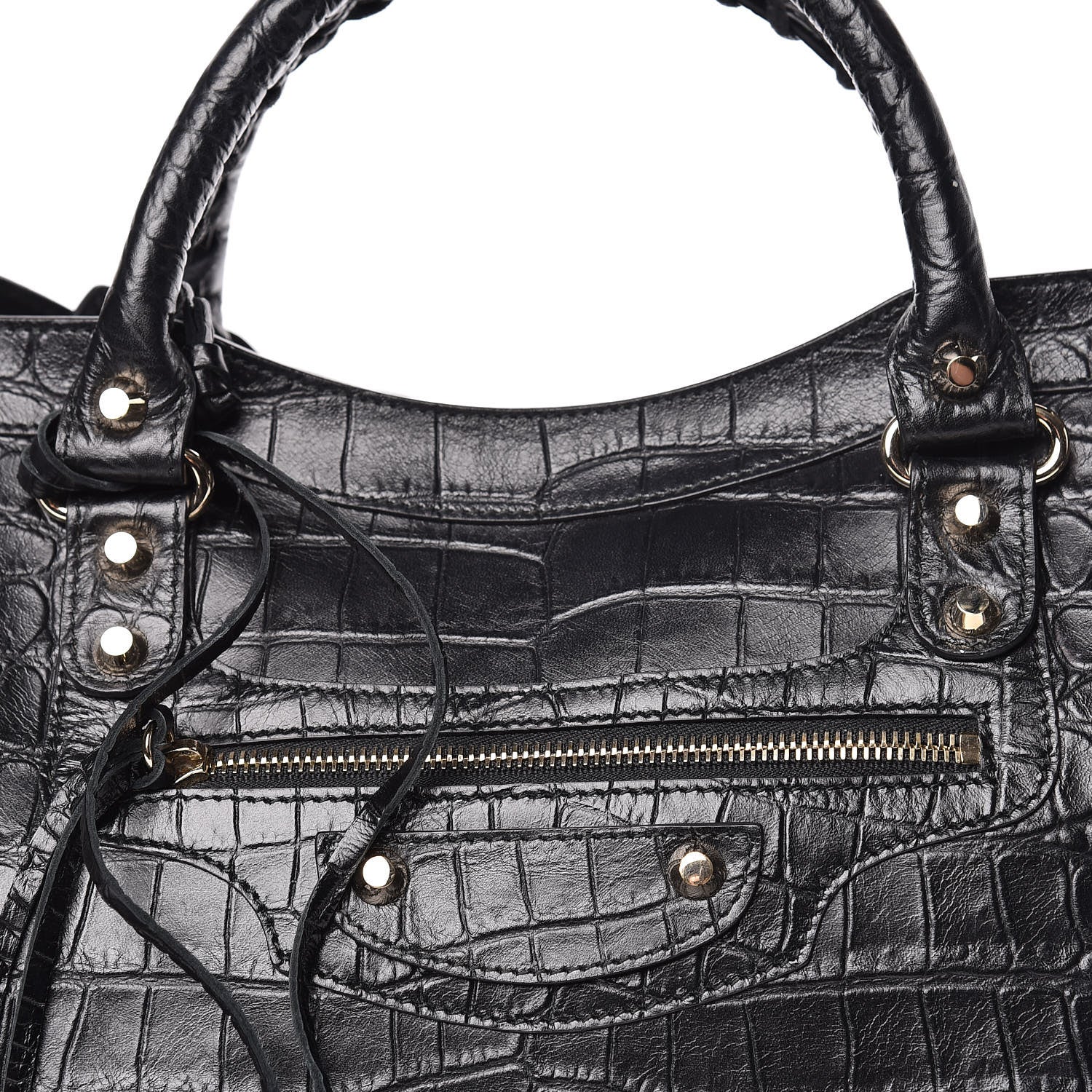 Balenciaga Calfskin Crocodile Embossed Classic Hardware City Black 10 of 10