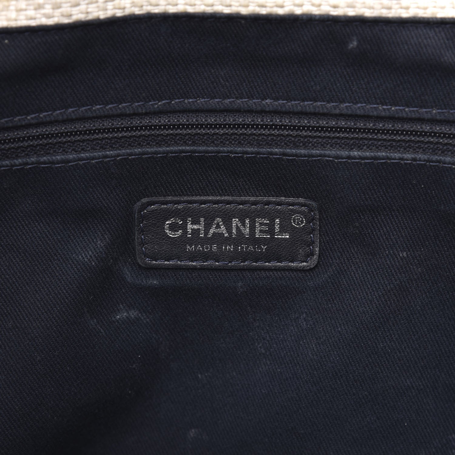 Chanel Woven Straw Raffia Small Deauville Tote White Navy 6 of 17