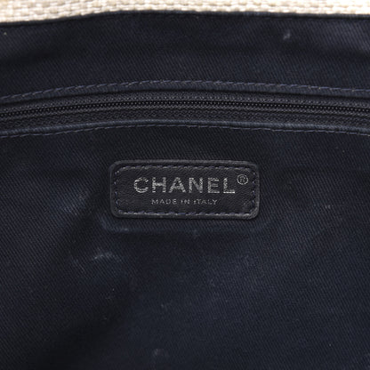 Chanel Woven Straw Raffia Small Deauville Tote White Navy 6 of 17