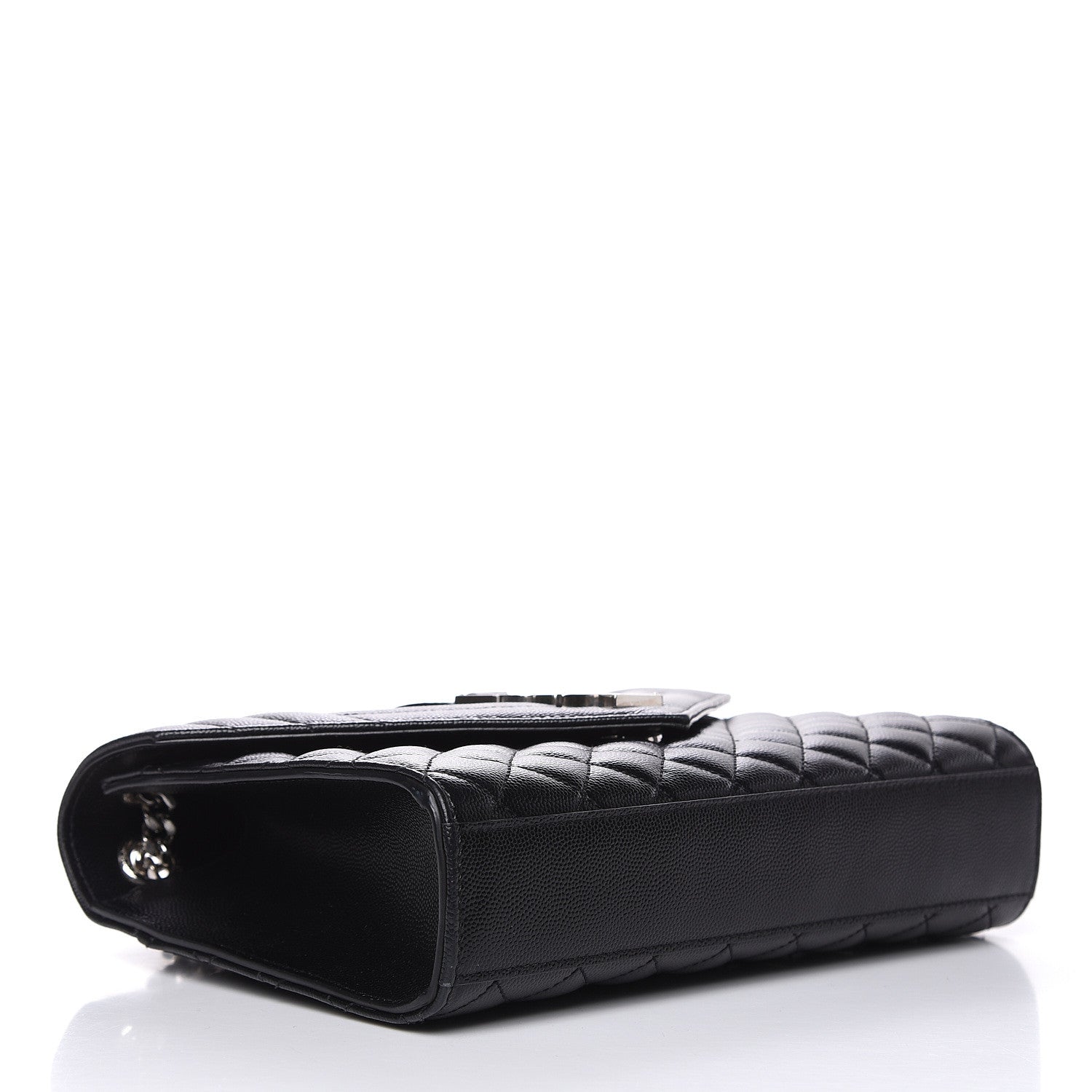 Saint Laurent Grain De Poudre Textured Mixed Matelasse Triquilt Medium Monogram Satchel Black 4 of 10