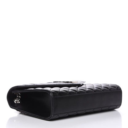 Saint Laurent Grain De Poudre Textured Mixed Matelasse Triquilt Medium Monogram Satchel Black 4 of 10