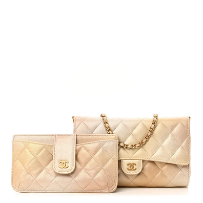 Chanel Metallic Goatskin Quilted Phone Holder Wallet on Removable Chain  Gold 3 of 15
