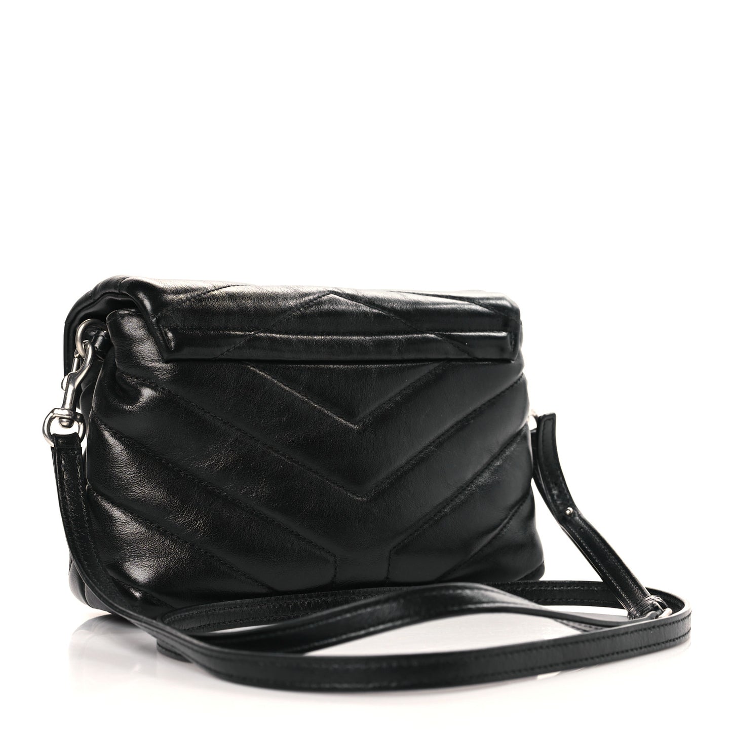 Calfskin Y Quilted Monogram Toy Loulou Crossbody Bag Black