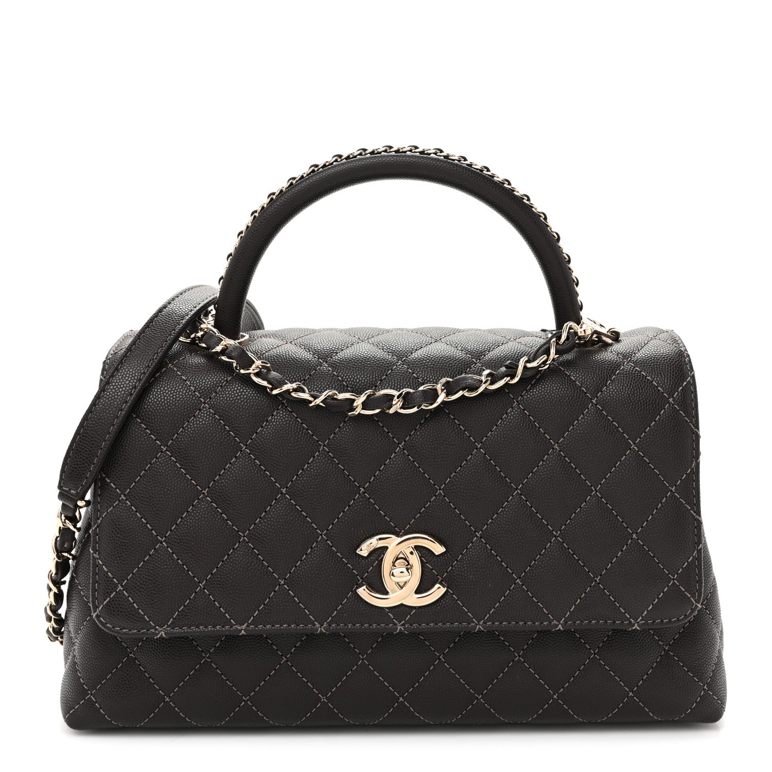Chanel Caviar Quilted Small Coco Handle Flap Dark Brown Dark Brown 1 of 10
