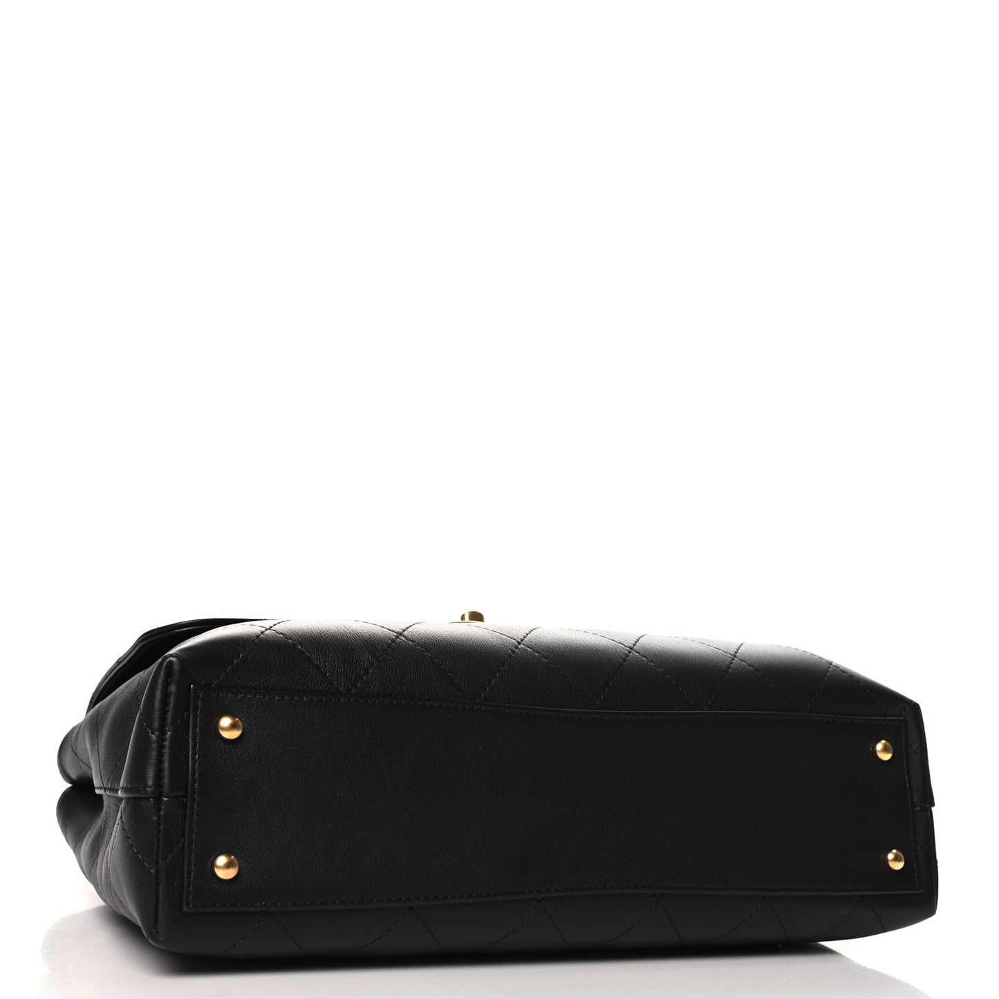 Calfskin Stitched Maxi Flap Top Handle Black