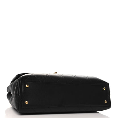 Chanel Calfskin Stitched Maxi Flap Top Handle Black 4 of 10
