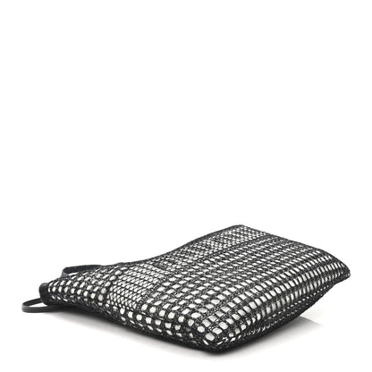 Miu Miu Raffia Effect Linen Logo Ivy Bag Black Natural 5 of 12