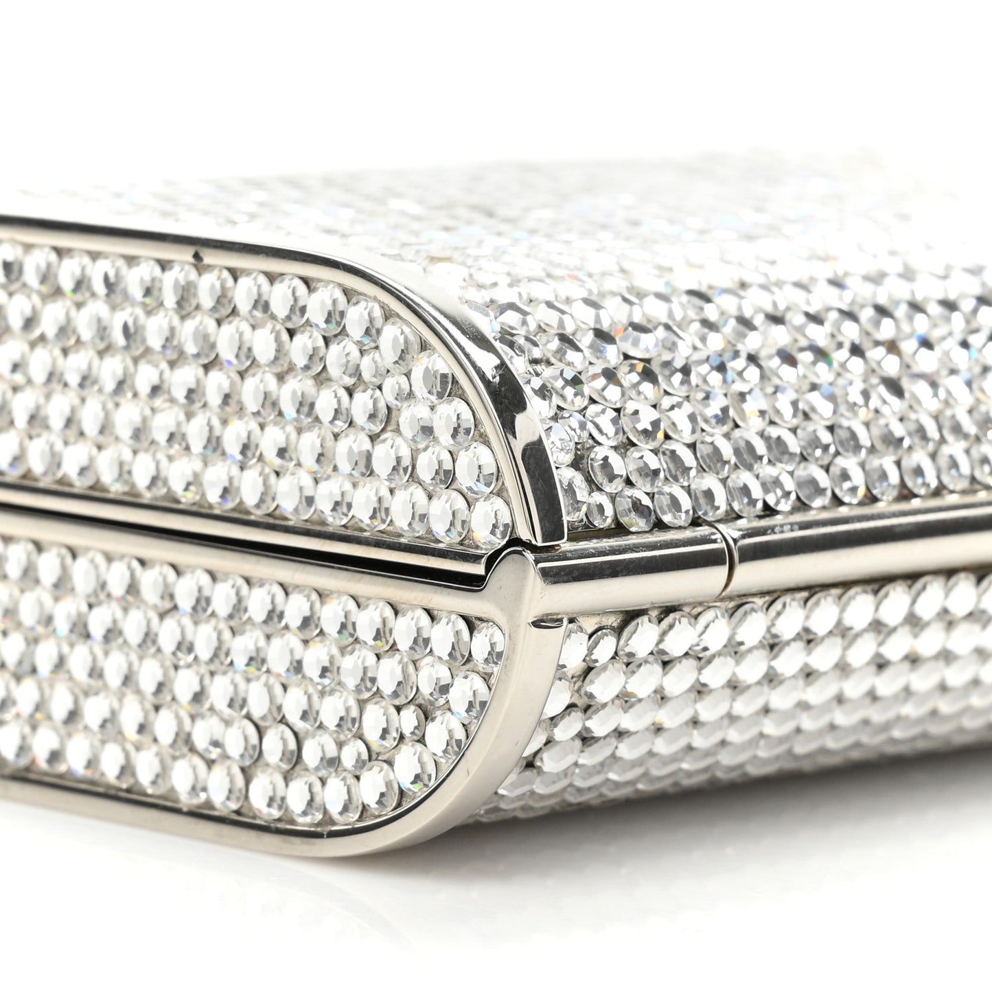 Swarovski Crystal Minaudiere Clutch Silver