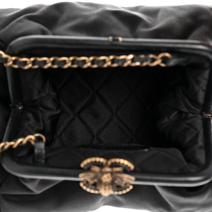 Chanel Satin Bee Kisslock Evening Bag Black 7 of 10