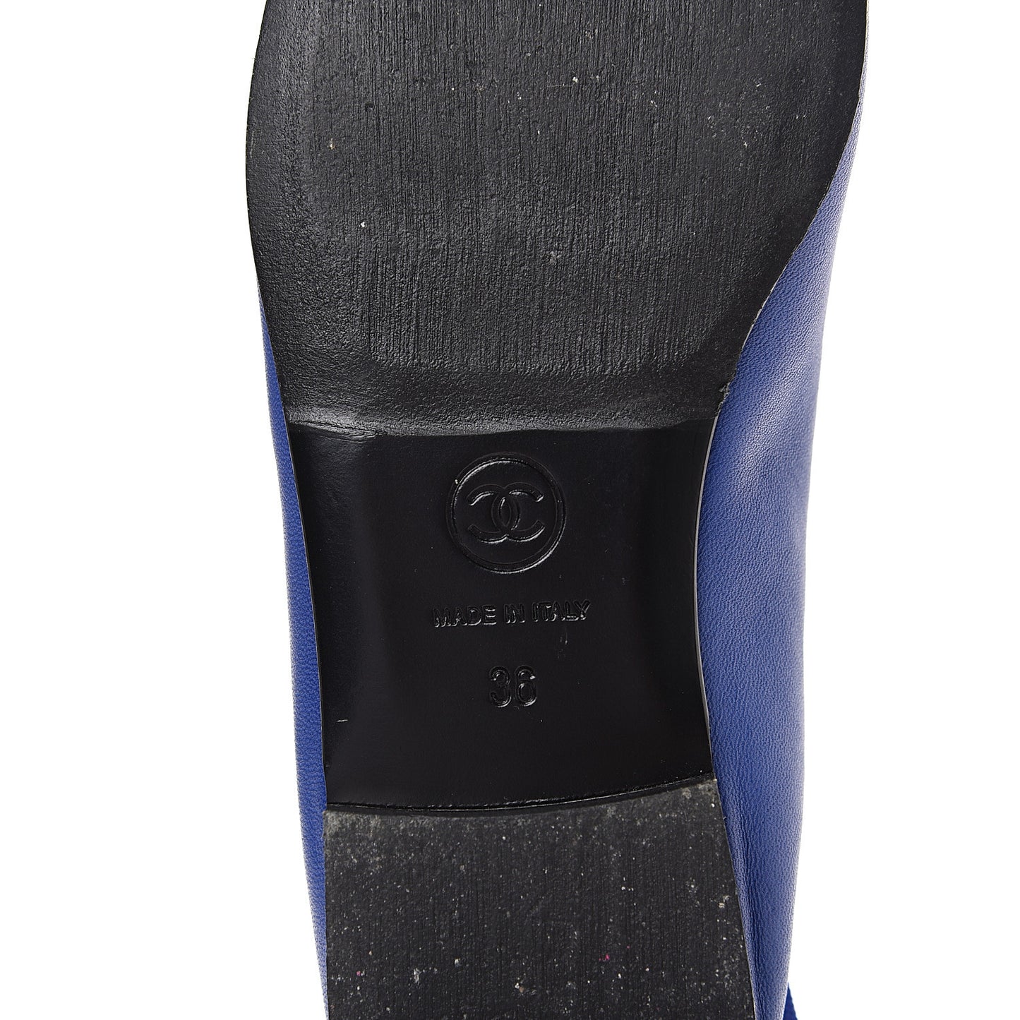 Calfskin CC Cap Toe Ballerina Flats 36 Blue