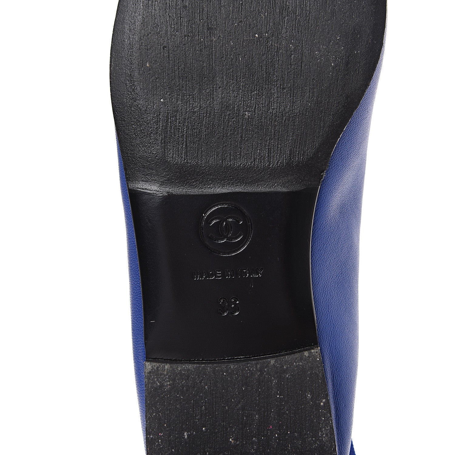 Chanel Calfskin CC Cap Toe Ballerina Flats 36 Blue 5 of 8