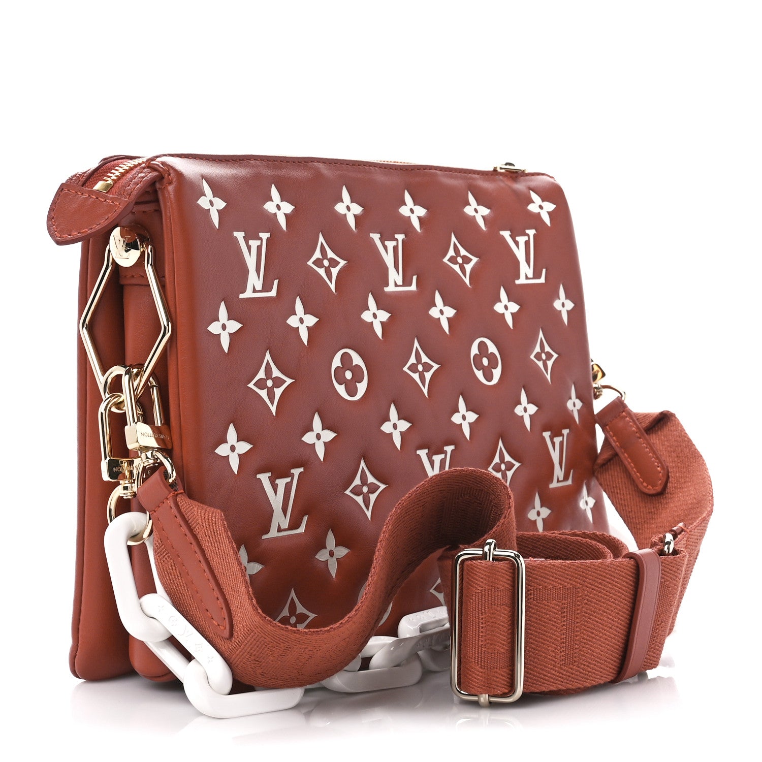 Louis Vuitton Lambskin Embossed Monogram Coussin PM Terracotta Brown 3 of 12