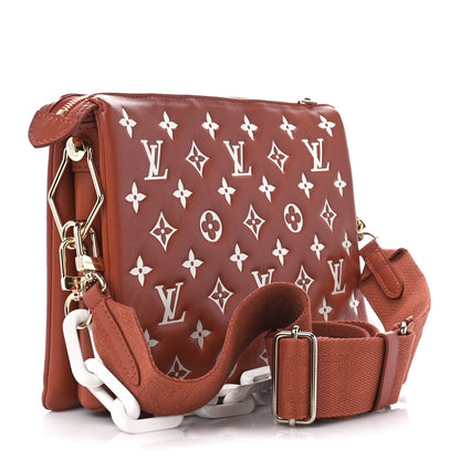 Louis Vuitton Lambskin Embossed Monogram Coussin PM Terracotta Brown 3 of 12