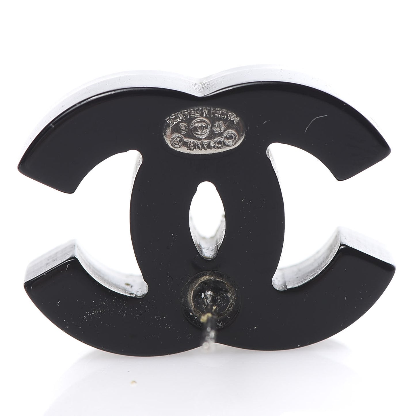 Glitter Resin CC Earrings Silver Black