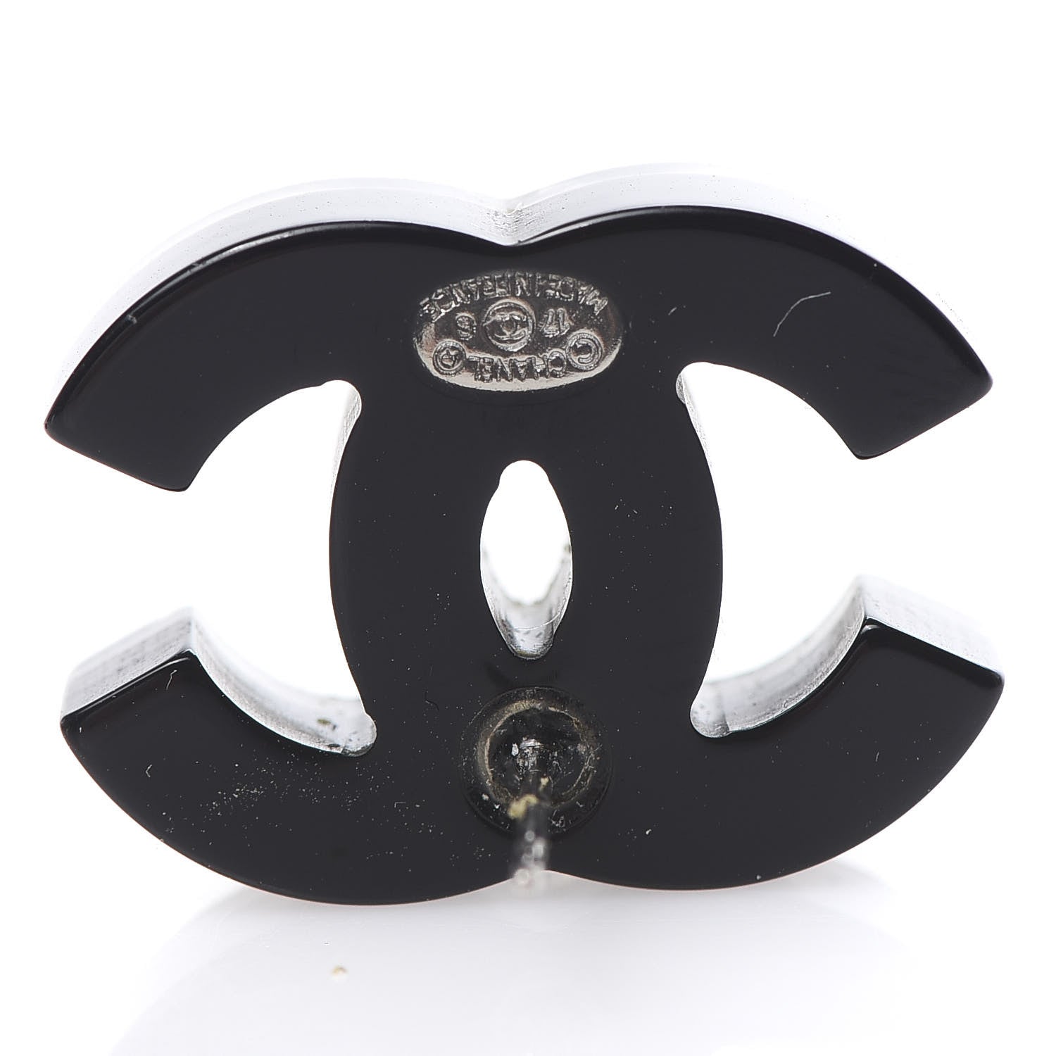 Chanel Glitter Resin CC Earrings Silver Black 4 of 6