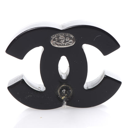 Chanel Glitter Resin CC Earrings Silver Black 4 of 6