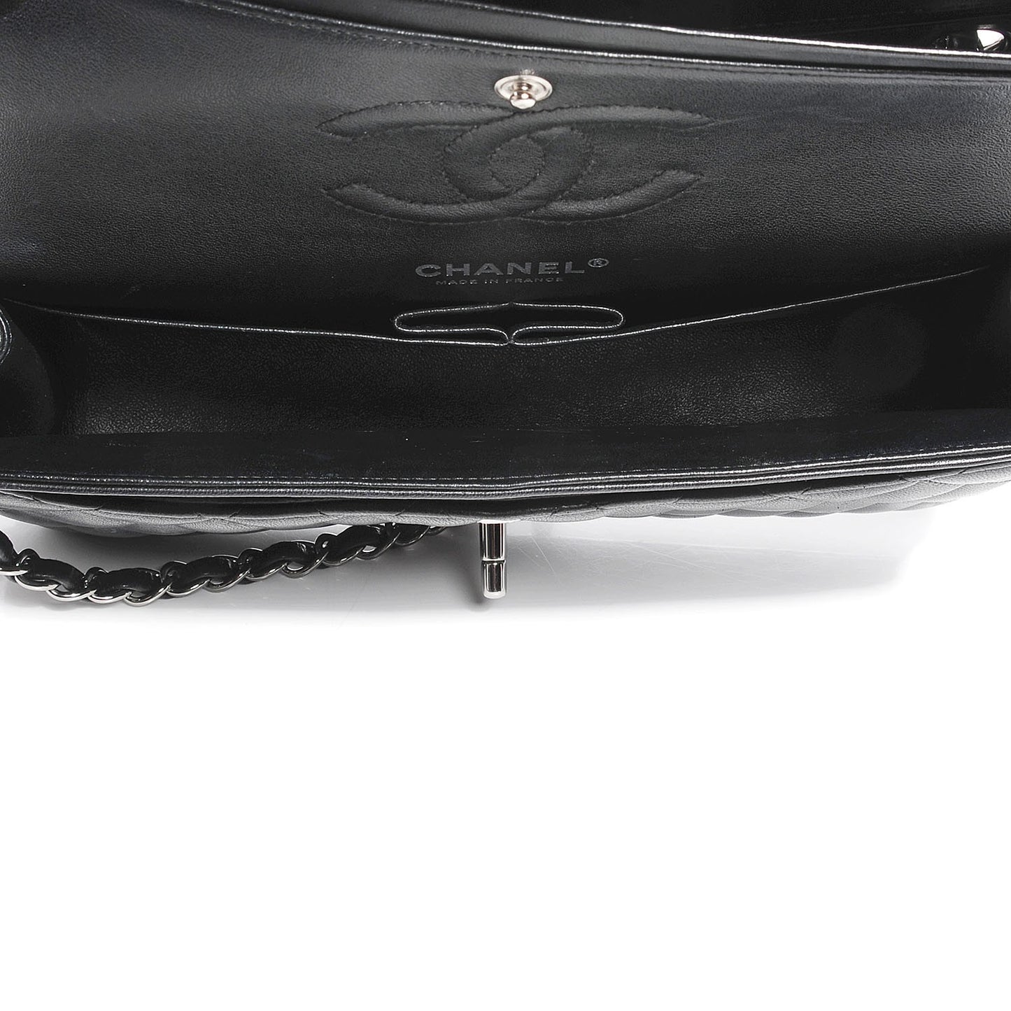 Lambskin Medium Double Flap Black
