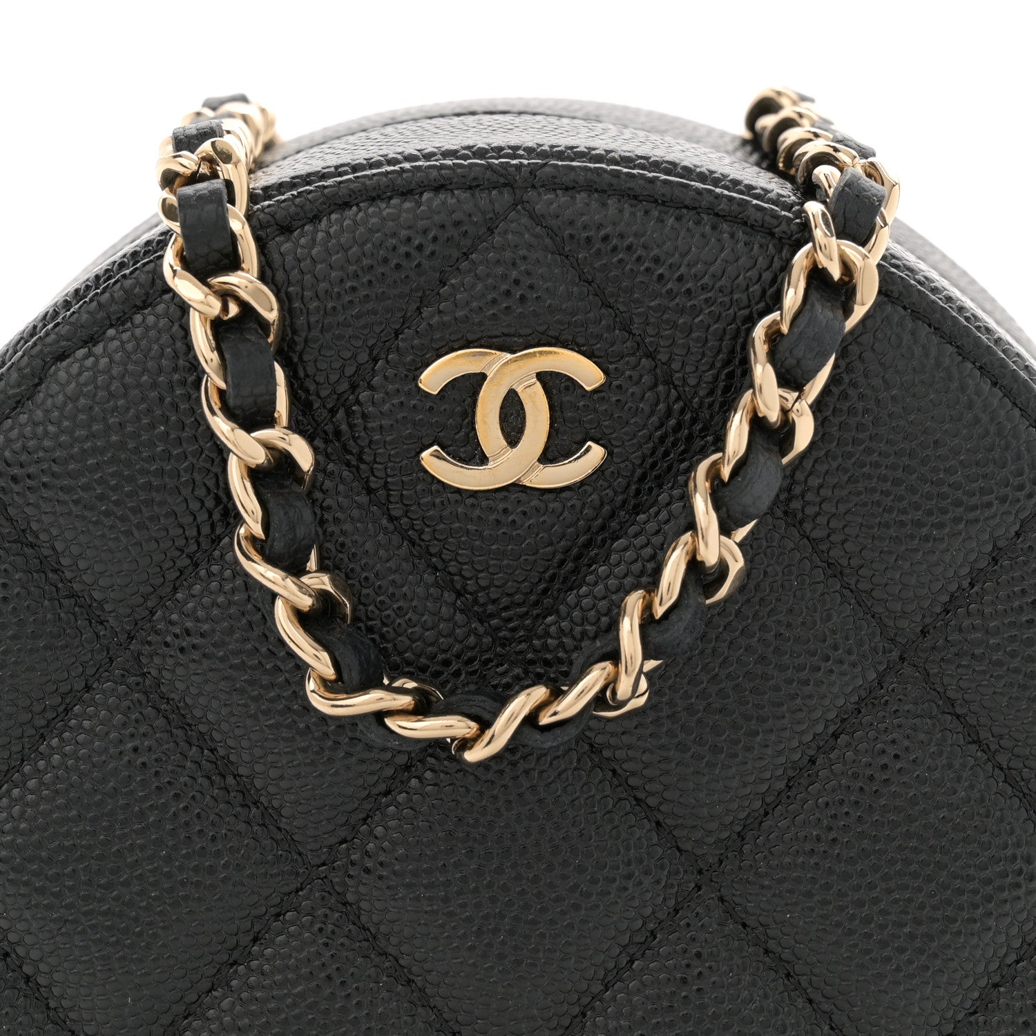 Chanel Caviar Quilted Small Round Bag With Chain Black 8 of 11