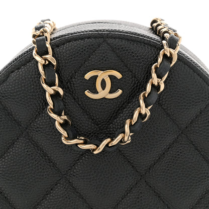 Chanel Caviar Quilted Small Round Bag With Chain Black 8 of 11