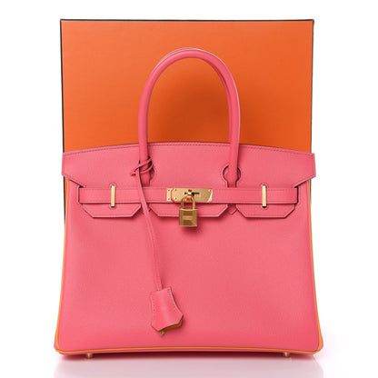 Hermes Epsom Horseshoe Birkin 30 Rose Azalee Jaune D'or 33 of 33