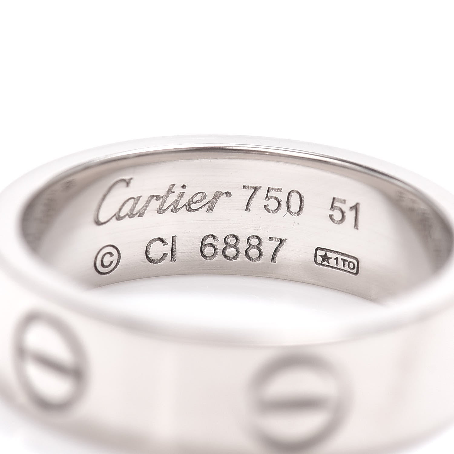 Cartier 18K White Gold 5.5mm LOVE Ring 51 5.75 4 of 4