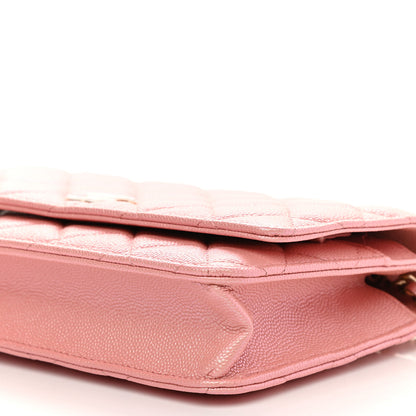 Chanel Iridescent Caviar Quilted Wallet on Chain WOC Rose Pink 10 of 10