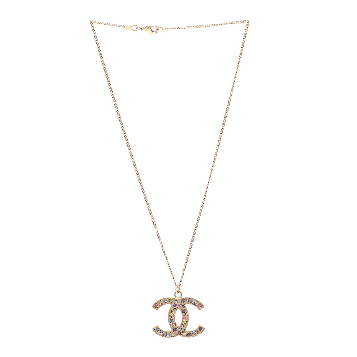 Crystal CC Necklace Light Gold Multicolor