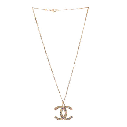 Chanel Crystal CC Necklace Light Gold Multicolor 3 of 7