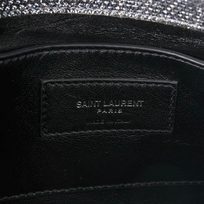 Saint Laurent Metallic Canvas Woven Medium Classic Monogram Kate Satchel Silver 5 of 5