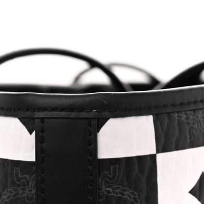 MCM Checkerboard Visetos Medium Aren Shopper Tote Black White 12 of 14