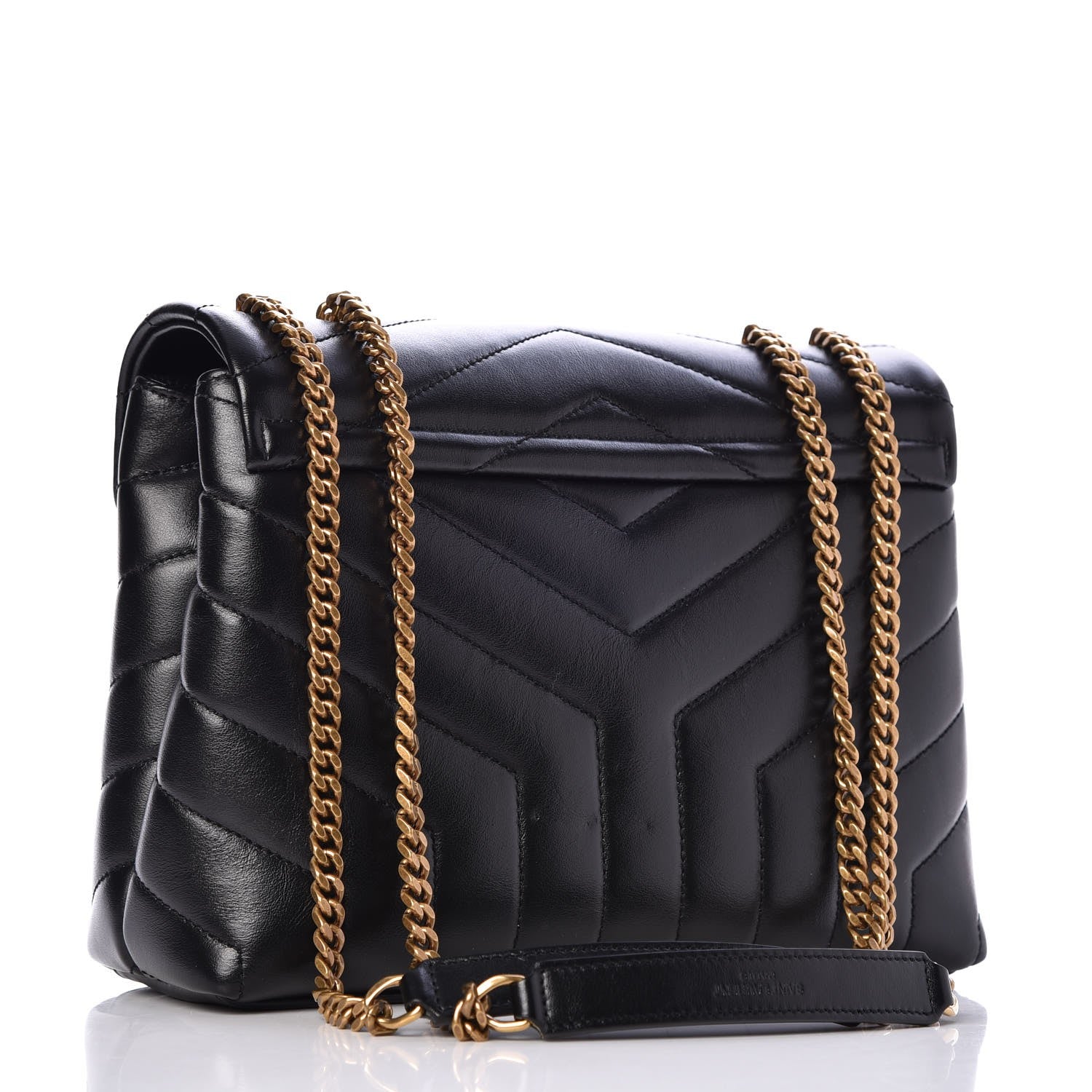 Saint Laurent Calfskin Y Quilted Monogram Small Loulou Chain Satchel Black 3 of 8