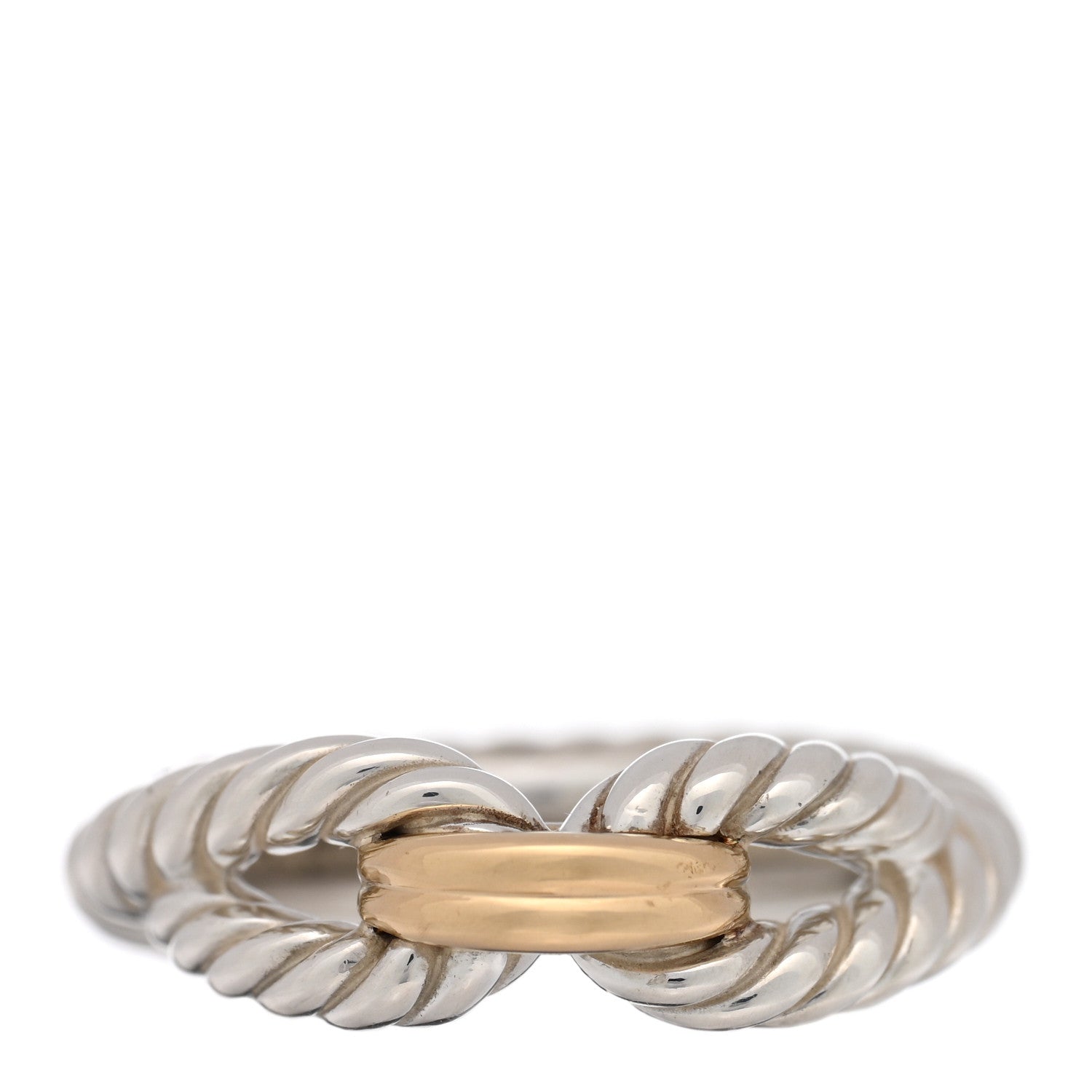 David Yurman Sterling Silver 18K Yellow Gold Cable Loop Ring 48 4.5 1 of 4
