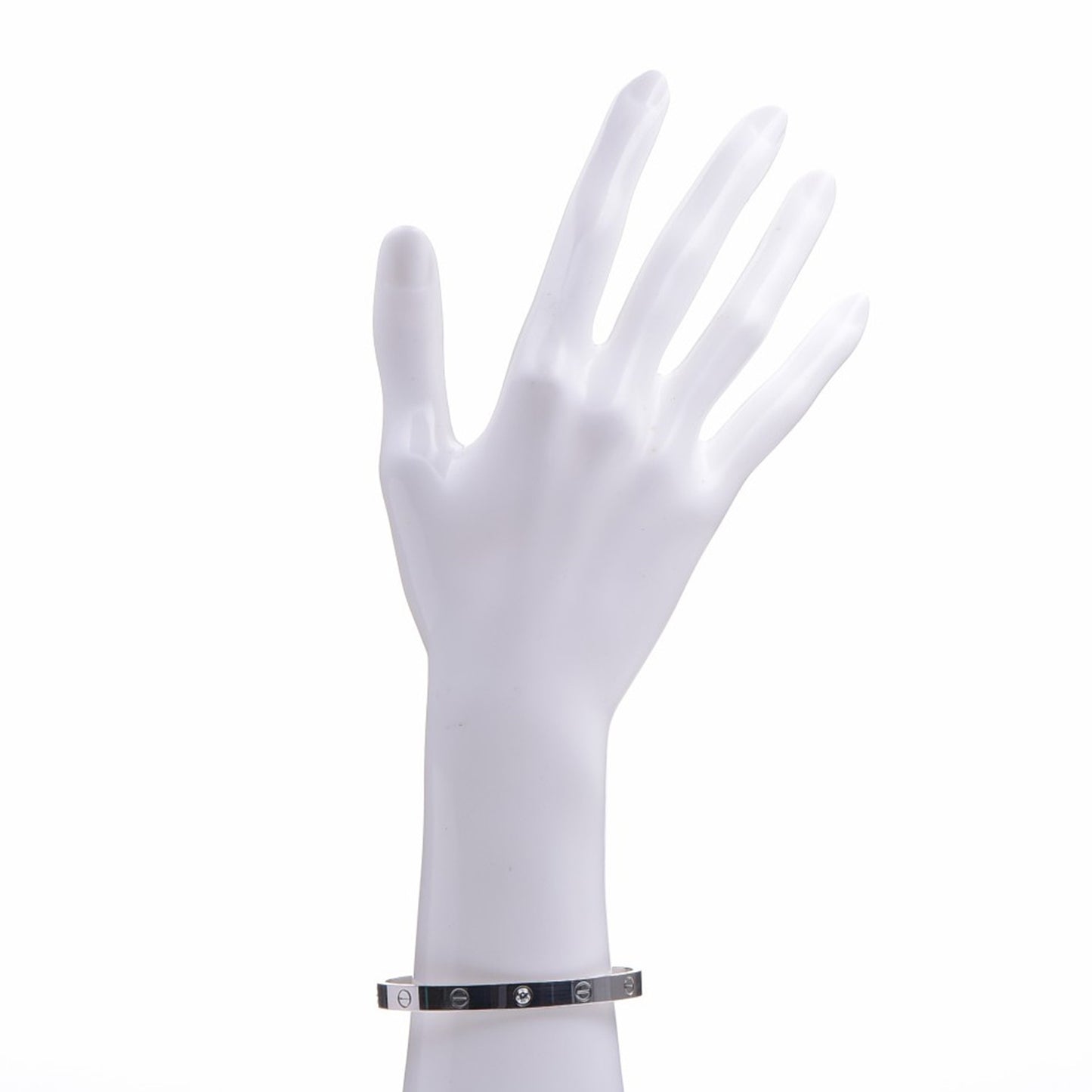 18K White Gold 1 Diamond LOVE Cuff Bracelet 18